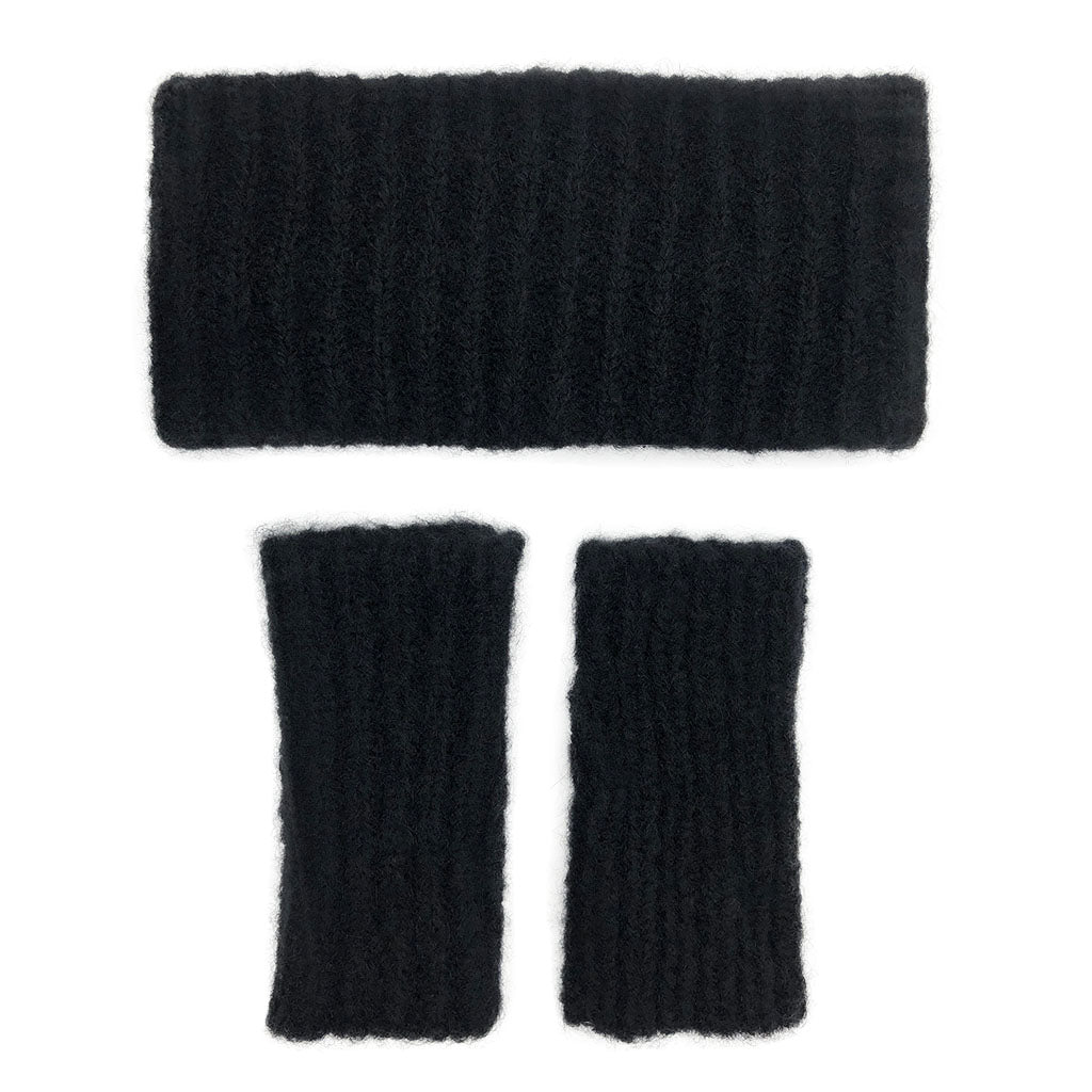 Black Ribbed Alpaca Gloves - Cosas y Punto