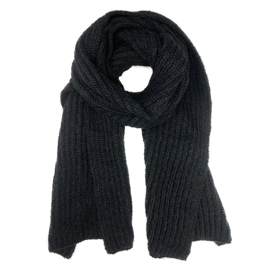 Chunky Black Knit Alpaca Scarf - Cosas y Punto