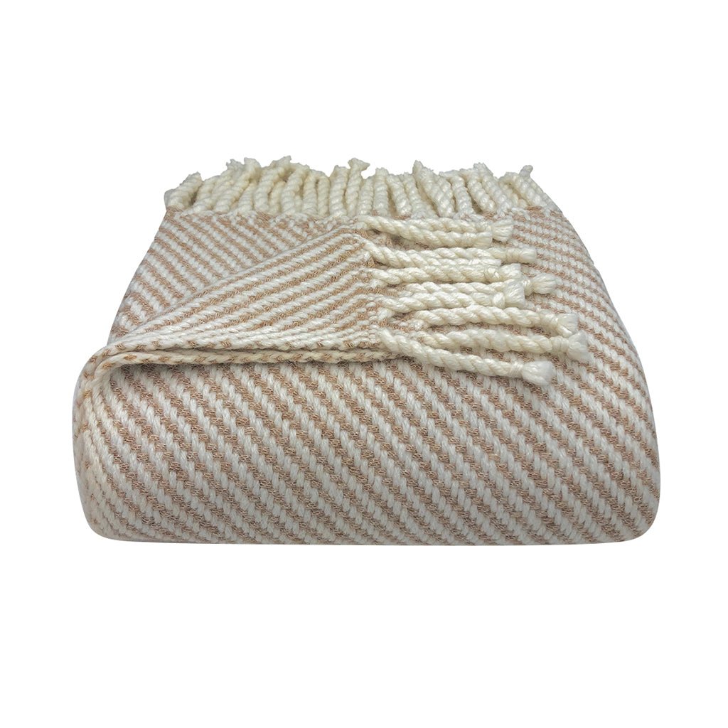 Chunky Camel Stripe Alpaca Throw - Cosas y Punto