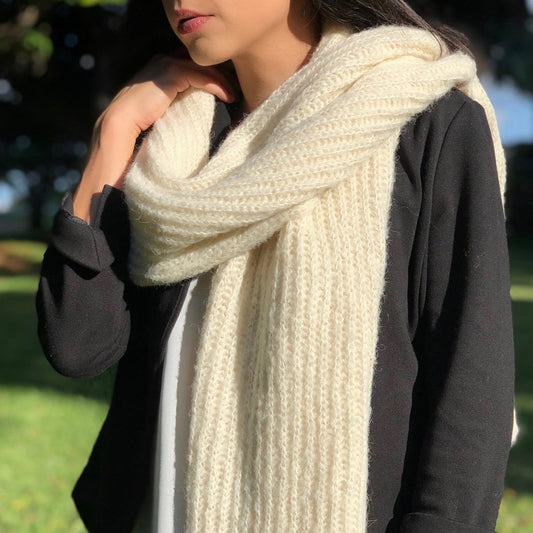 Chunky Snow Knit Alpaca Scarf - Cosas y Punto