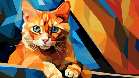 Cubist Whiskers - Vibrant Feline Pop Art - Cosas y Punto