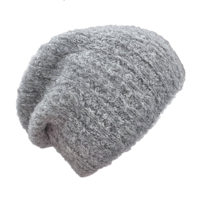 Gray Loop Knit Alpaca Beanie - Cosas y Punto