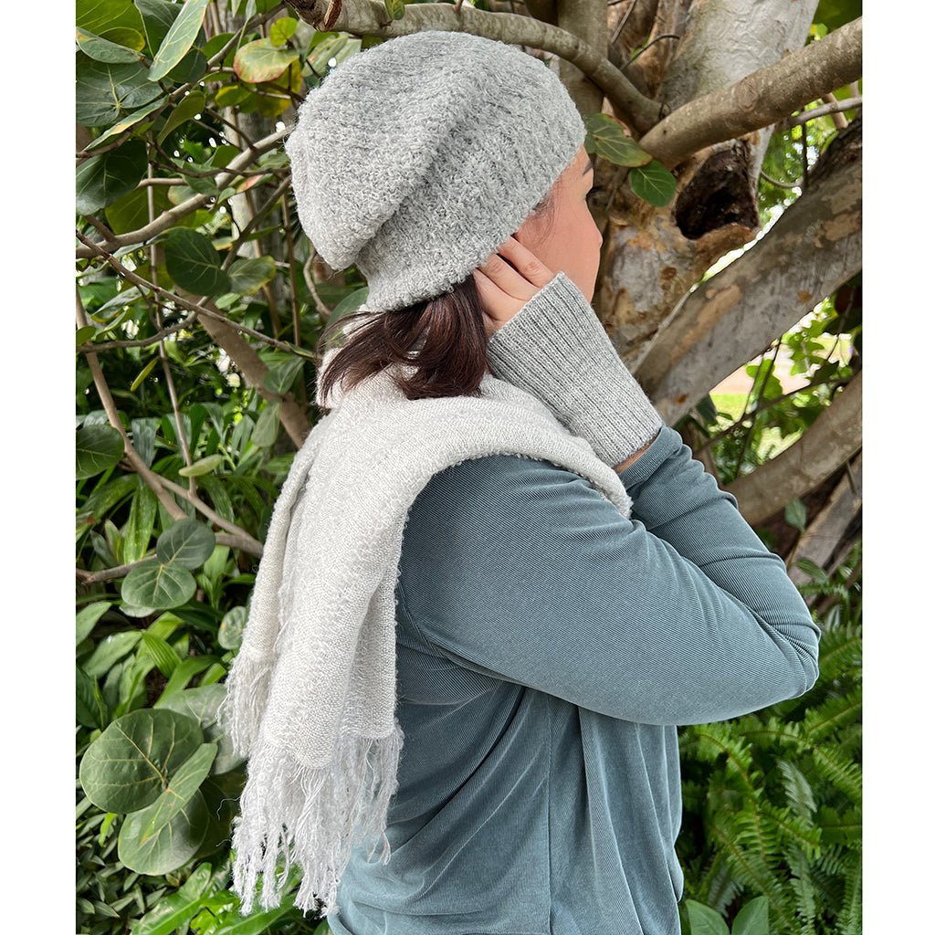 Gray Loop Knit Alpaca Beanie - Cosas y Punto