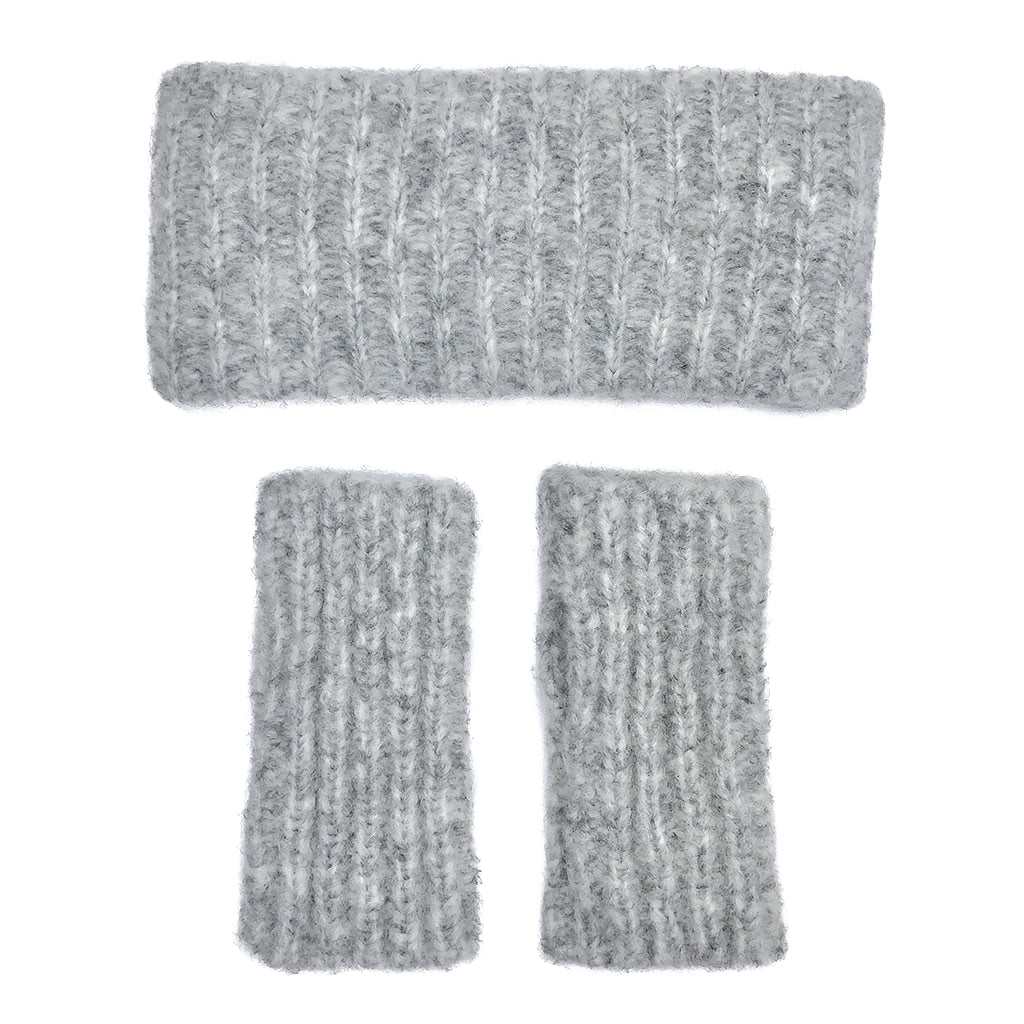 Gray Ribbed Alpaca Ear Warmer - Cosas y Punto