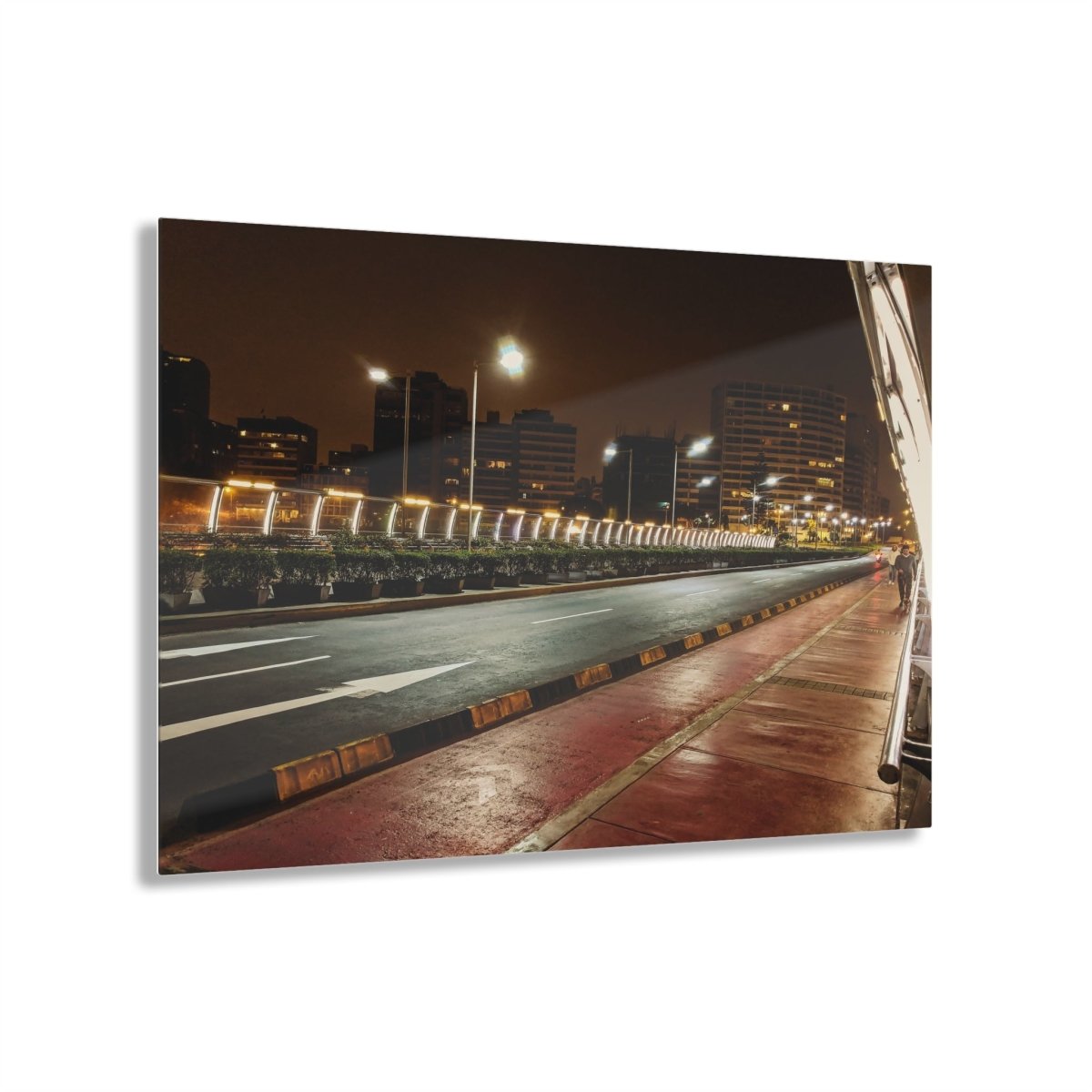 Miraflores Bridge at night on Acrylic Glass Wall Art - Cosas y Punto