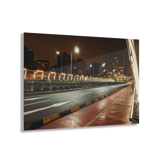 Miraflores Bridge at night on Acrylic Glass Wall Art - Cosas y Punto