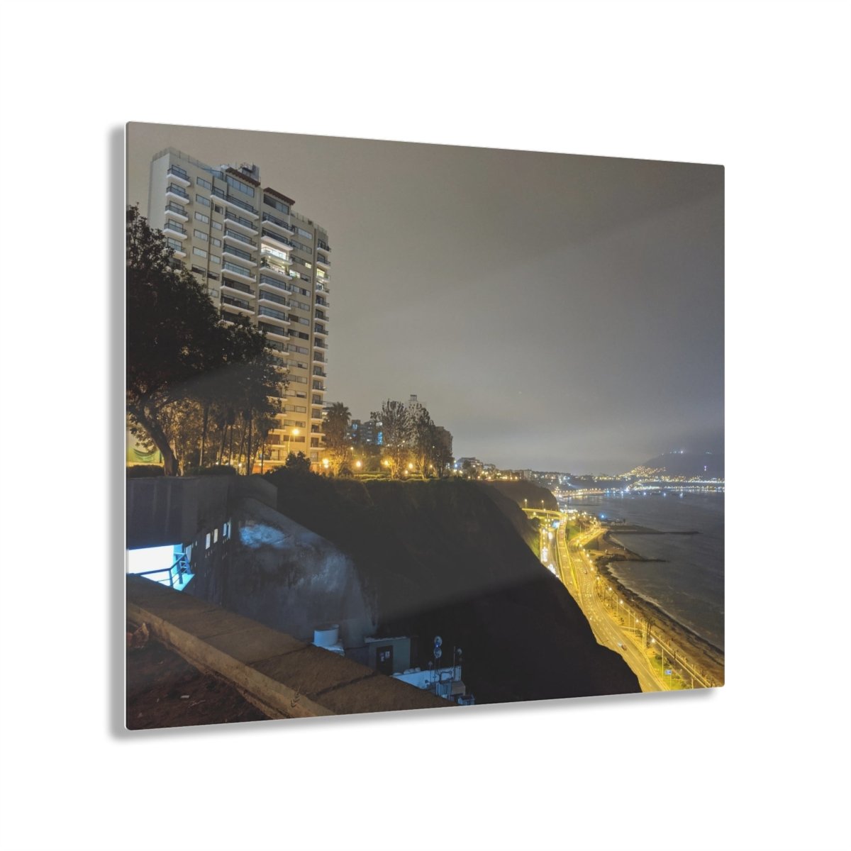 Miraflores by night on Acrylic Glass Wall Art - Cosas y Punto