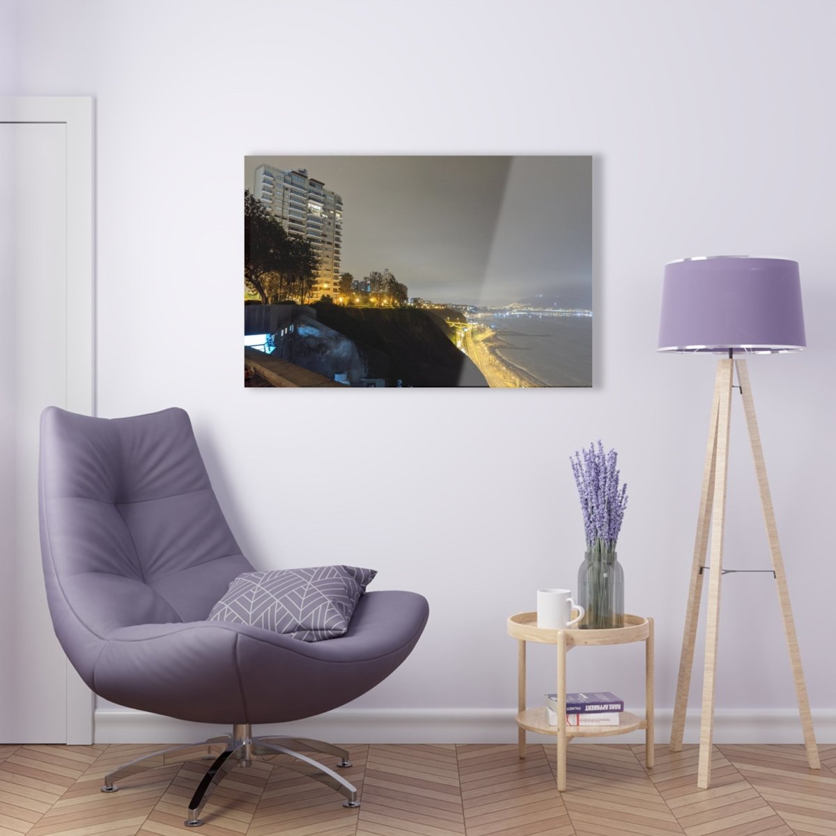 Miraflores by night on Acrylic Glass Wall Art - Cosas y Punto