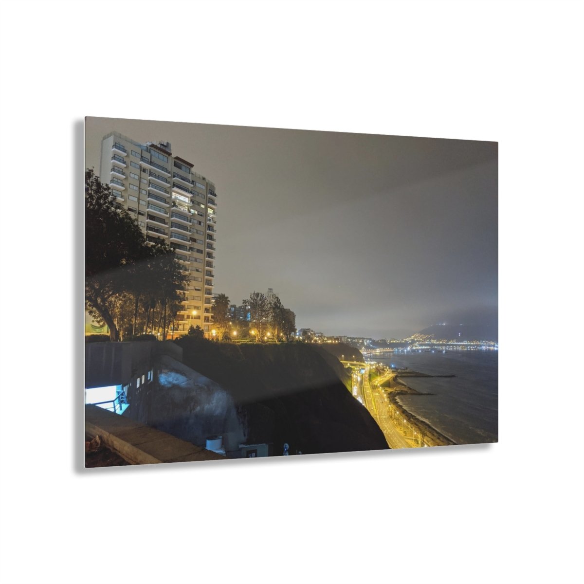 Miraflores by night on Acrylic Glass Wall Art - Cosas y Punto