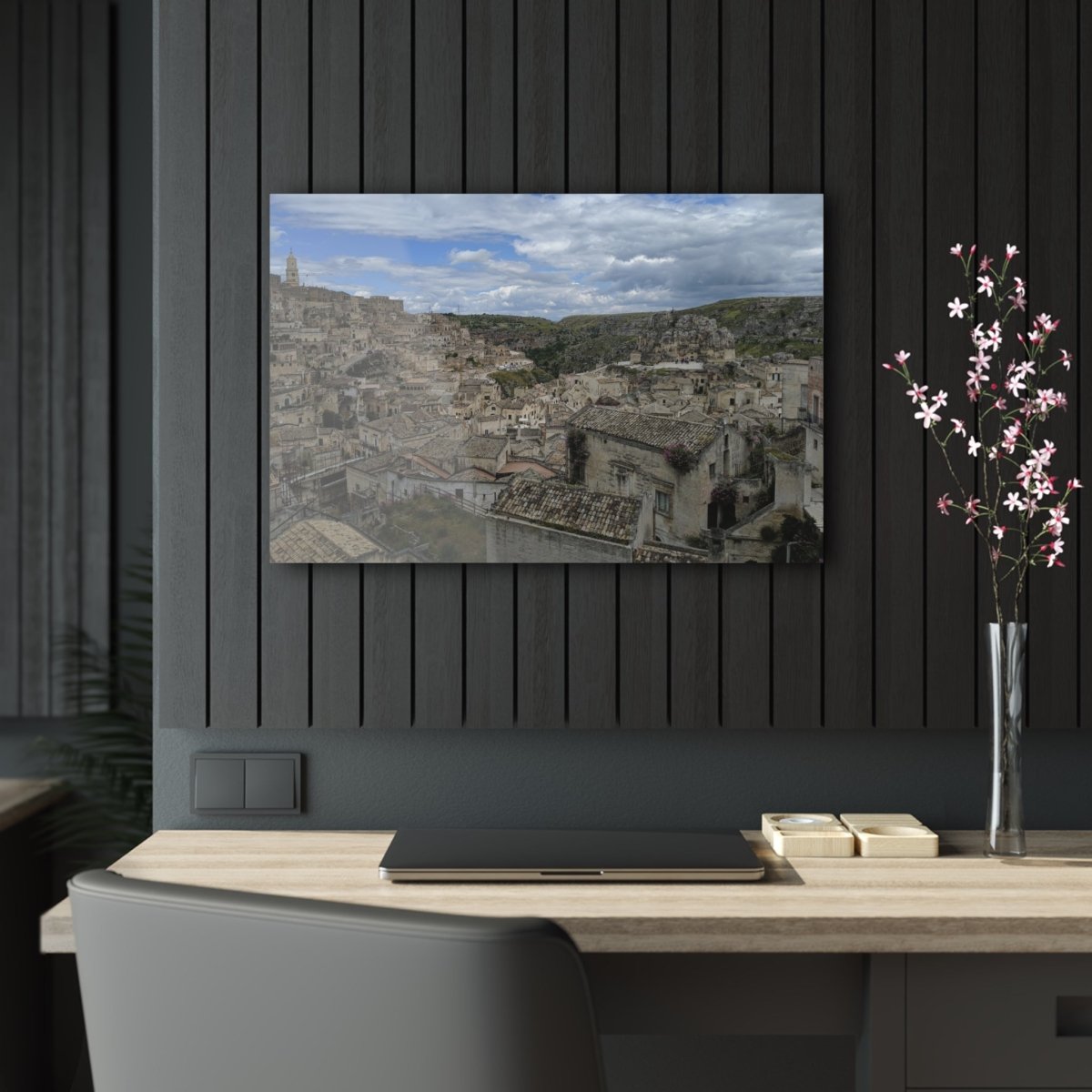 Overlooking Sassi di Matera on Acrylic Glass Wall Art - Cosas y Punto