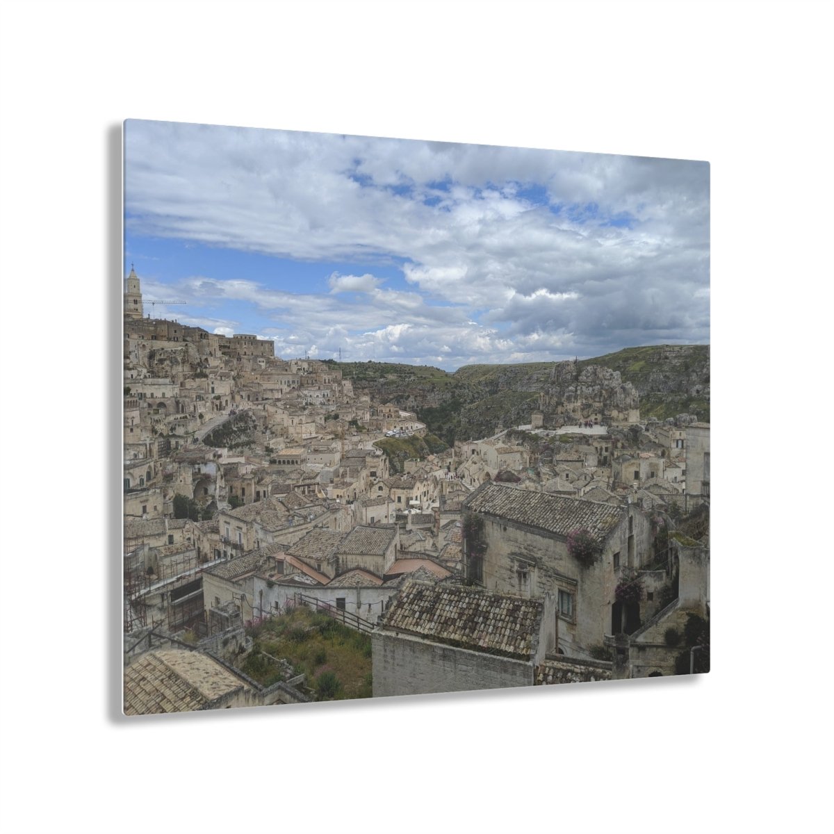 Overlooking Sassi di Matera on Acrylic Glass Wall Art - Cosas y Punto