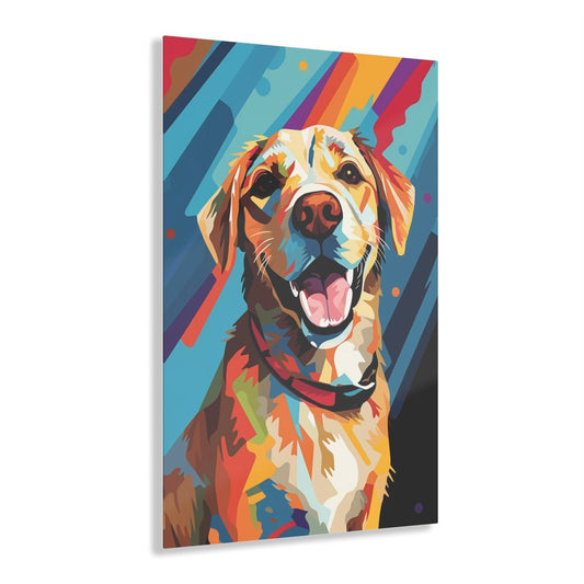 Pop Art Pup: A Cubist Canine Creation on Acrylic Glass Wall Art - Cosas y Punto