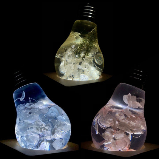 Resin LED Lightbulb Gift Set - 3-Pack LED Lights - Yellow, Pink and Blue - Cosas y Punto