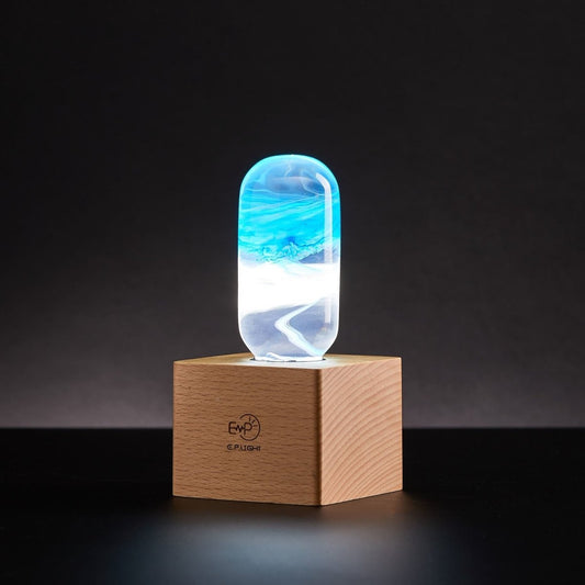 Resin LED Lightbulb with Lamp - Blue - Cosas y Punto