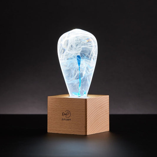 Table Lamp with Resin LED Lightbulb - Blue Drop - Cosas y Punto