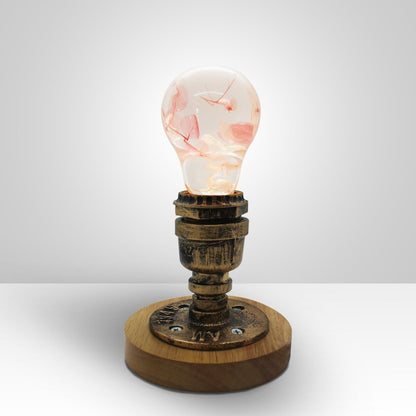 Table Lamp with Resin LED Lightbulb - Pink Hydrangea - Cosas y Punto