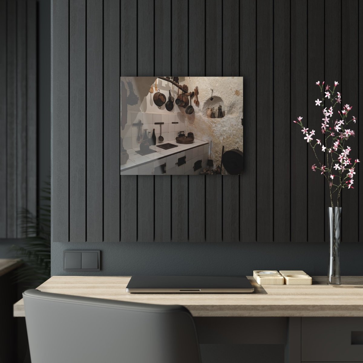 Traditional kitchen in Matera, Italy on Acrylic Glass Wall Art - Cosas y Punto