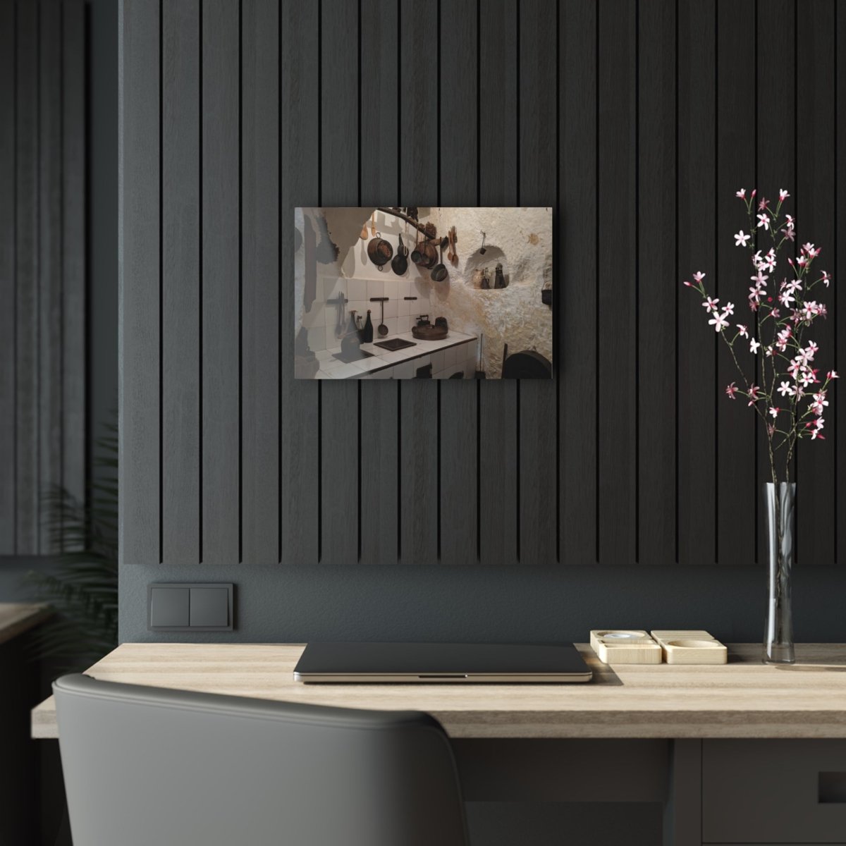 Traditional kitchen in Matera, Italy on Acrylic Glass Wall Art - Cosas y Punto