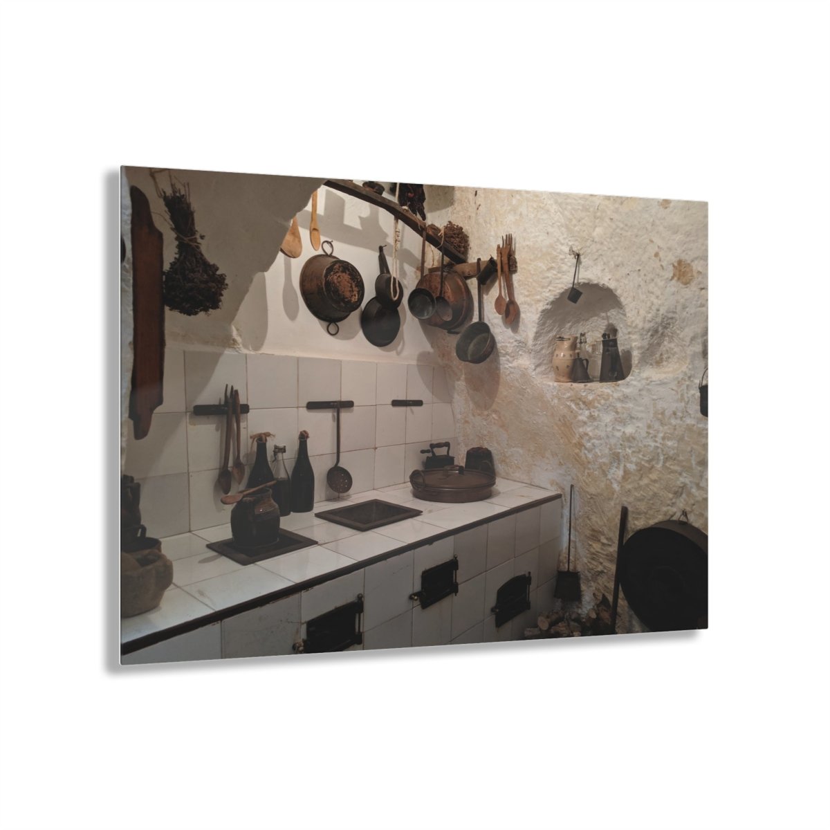 Traditional kitchen in Matera, Italy on Acrylic Glass Wall Art - Cosas y Punto