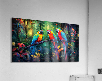 Vibrant Canopy: Tropical Parrot Trio - Cosas y Punto