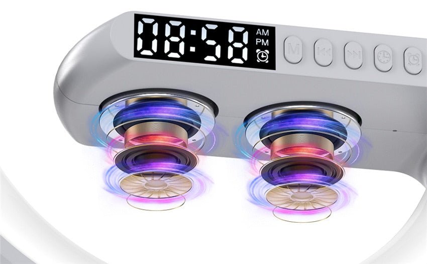 Wireless Charging Color Desk Lamp Alarm Clock with Bluetooth Speaker - Cosas y Punto