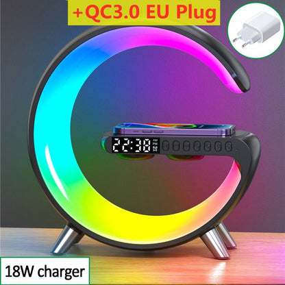 Wireless Charging Color Desk Lamp Alarm Clock with Bluetooth Speaker - Cosas y Punto
