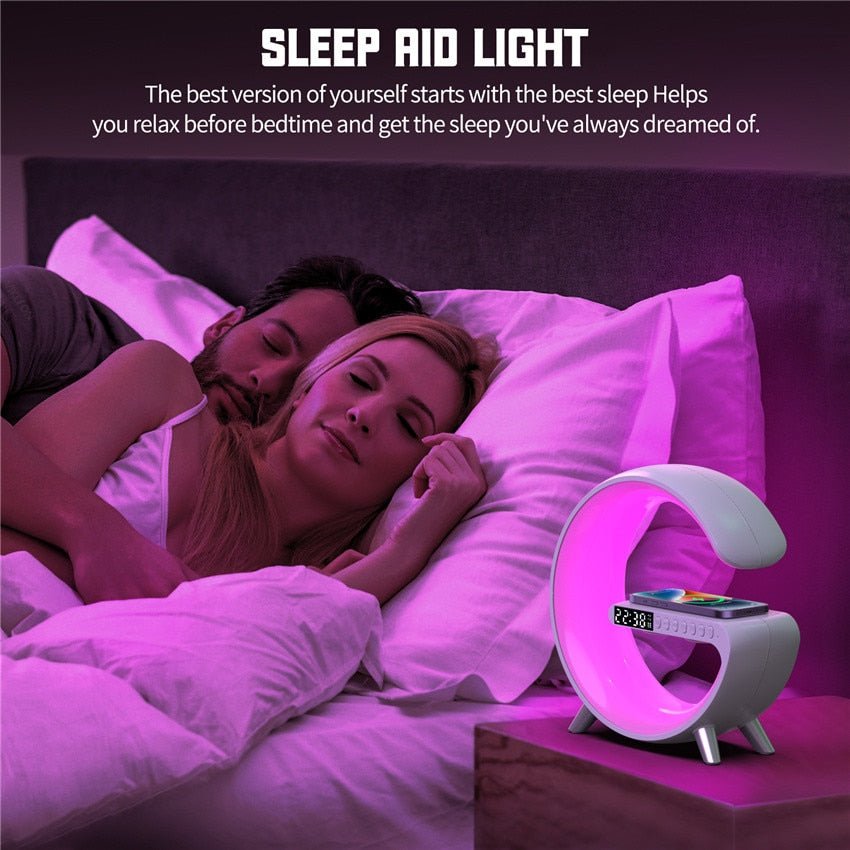 Wireless Charging Color Desk Lamp Alarm Clock with Bluetooth Speaker - Cosas y Punto