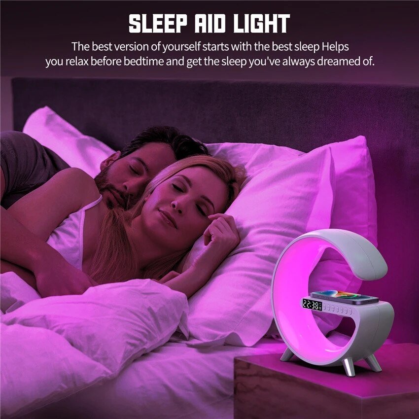 Wireless Charging Color Desk Lamp Alarm Clock with Bluetooth Speaker - Cosas y Punto