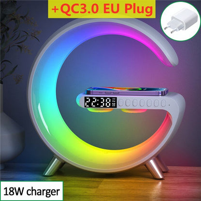 Wireless Charging Color Desk Lamp Alarm Clock with Bluetooth Speaker - Cosas y Punto