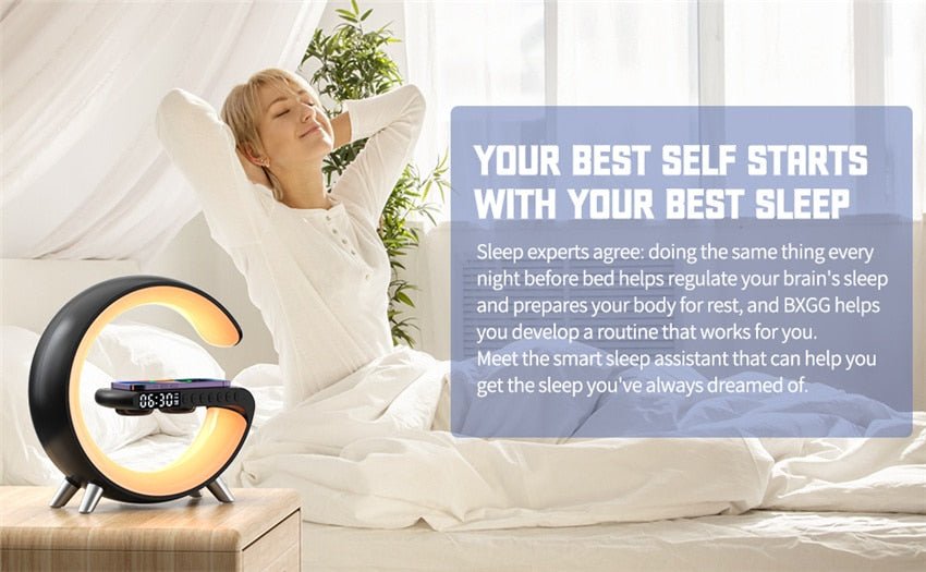 Wireless Charging Color Desk Lamp Alarm Clock with Bluetooth Speaker - Cosas y Punto
