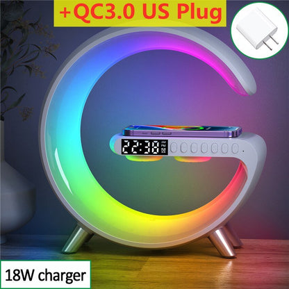 Wireless Charging Color Desk Lamp Alarm Clock with Bluetooth Speaker - Cosas y Punto