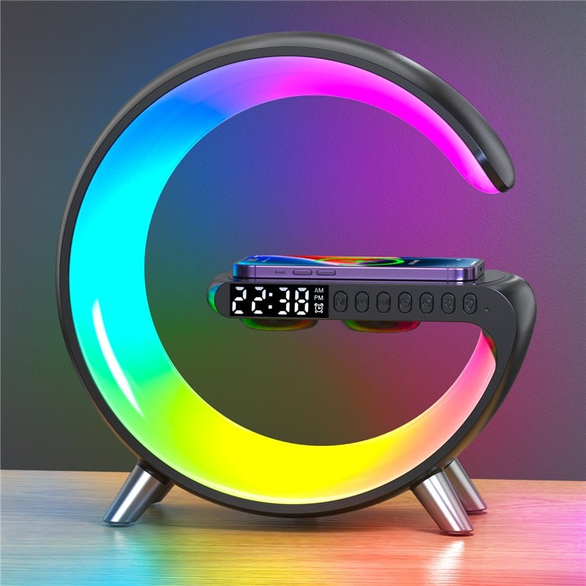 Wireless Charging Color Desk Lamp Alarm Clock with Bluetooth Speaker - Cosas y Punto