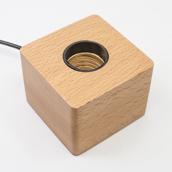 Wood light base with screw socket - Cosas y Punto